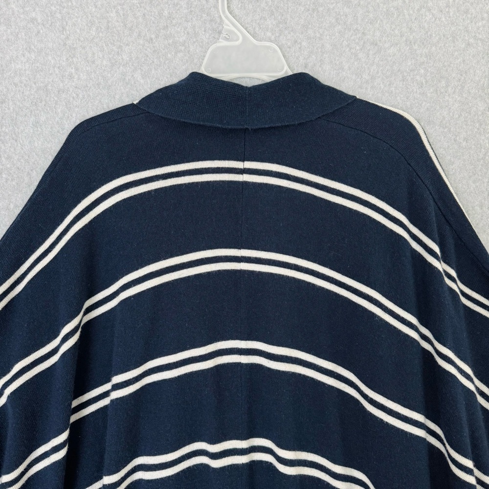 Lauren Ralph Lauren Silk Cashmere Poncho Sweater Blue White Striped Small Petite - Picture 8 of 16